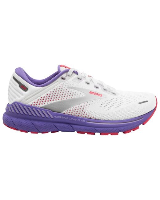 Brooks Adrenaline Gts 22 Running Shoes in White/Coral/Purple (Purple