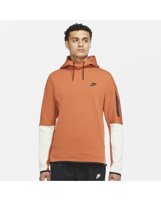 Nike Tech Fleece Pullover Hoodie in Orange/Black (Orange) for Men | Lyst