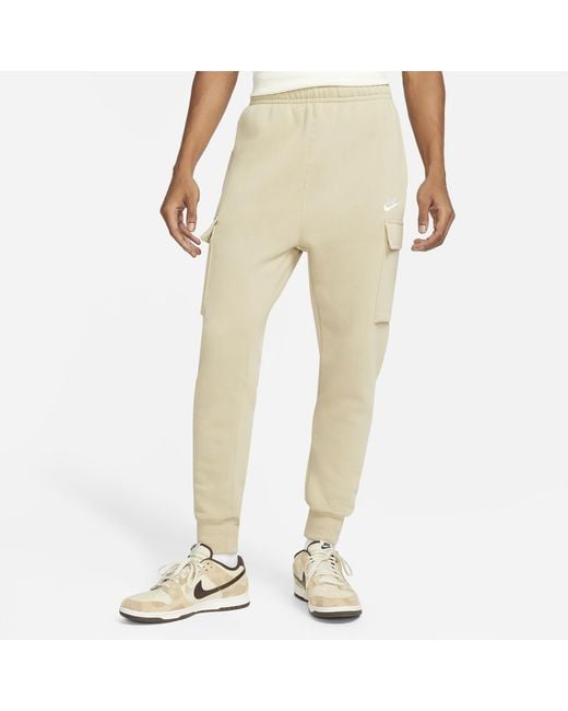 Nike Fleece Cargo Club Pants in Natural for Men | Lyst