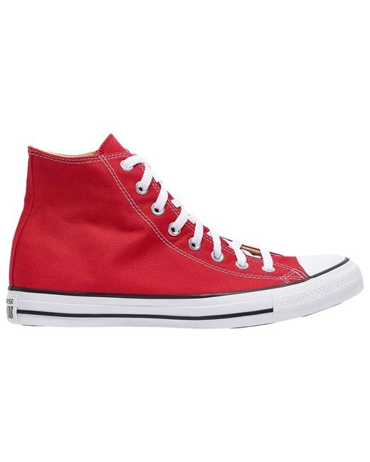 Converse Canvas All Star High Top Basketball Shoes in Bright Red
