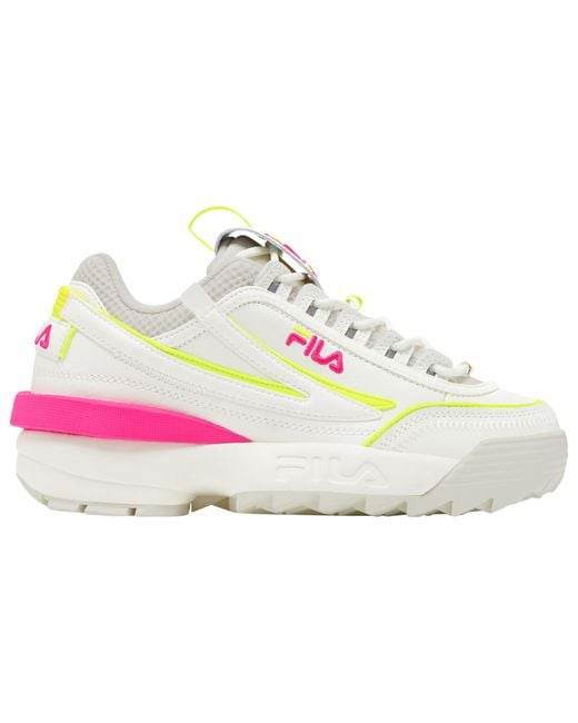Fila Leather Disruptor Ii Exp - Training Shoes in White/Pink (Pink) | Lyst