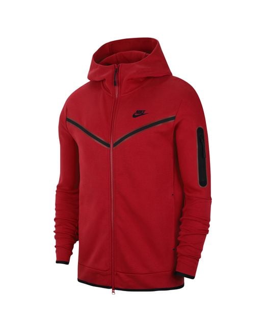 Nike Sportswear Tech Fleece Full-zip Hoodie in University Red/Black (Red)  for Men | Lyst