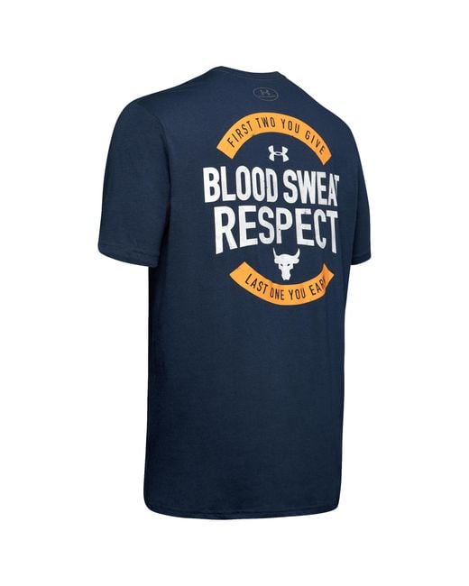Under Armour Project Rock Blood Sweat Respect T-shirt in Blue for Men - Lyst