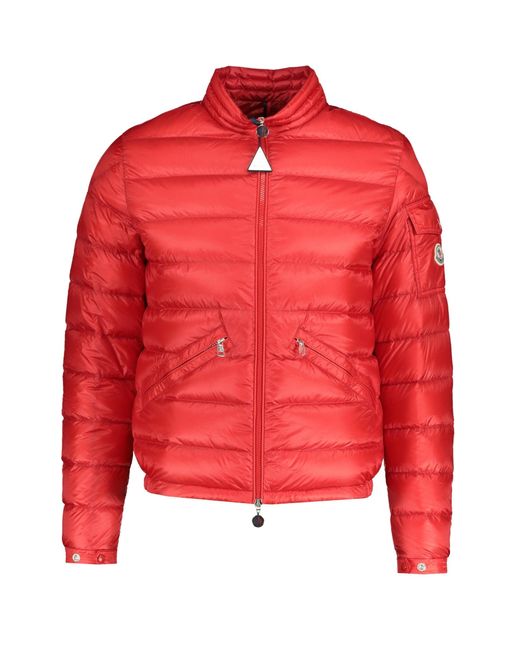 Moncler Agay Giubbotto Jacket Red for Men | Lyst