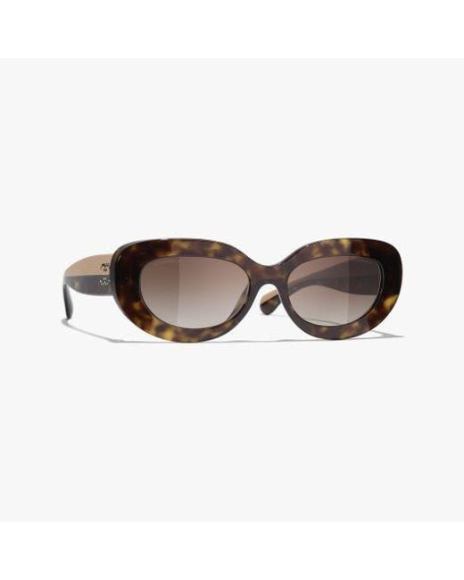 Chanel Brown Oval Sunglasses