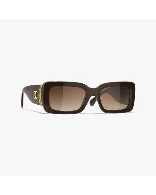 Chanel Brown Rectangle Sunglasses
