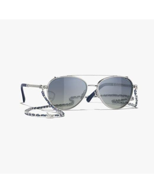 Chanel Blue Pilot Sunglasses