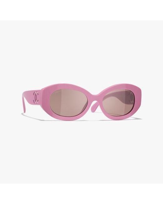 Chanel Pink Oval Sunglasses