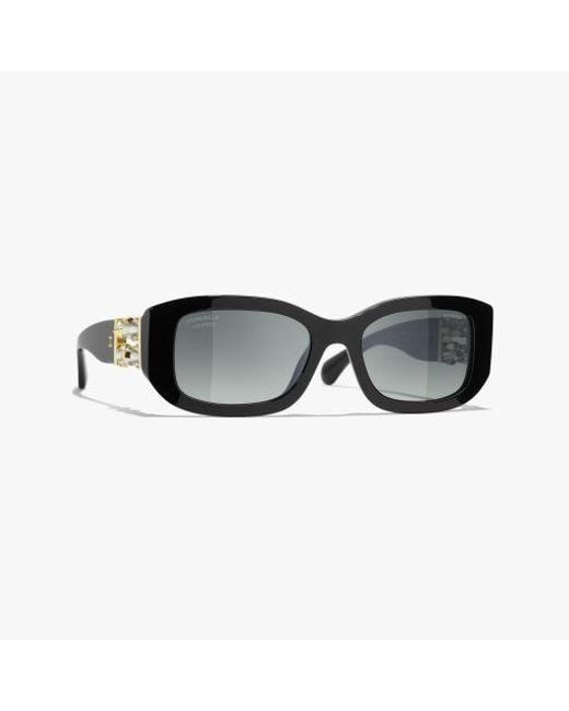 Chanel Black Rectangle Sunglasses