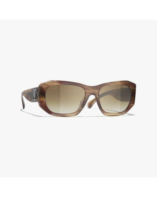 Chanel Brown Rectangle Sunglasses
