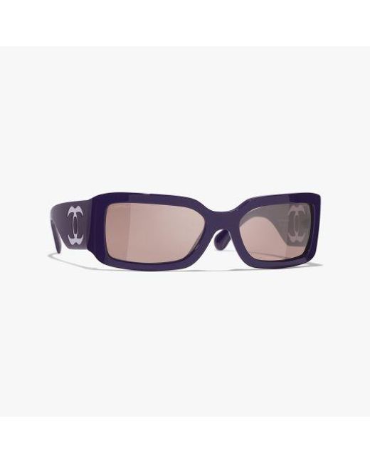 Chanel Purple Rectangle Sunglasses