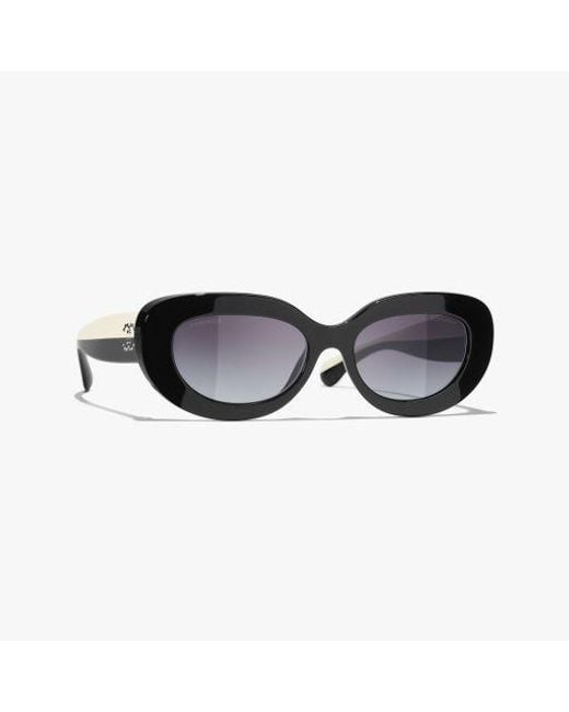 Chanel Black Oval Sunglasses