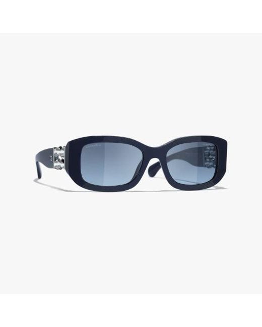 Chanel Blue Rectangle Sunglasses