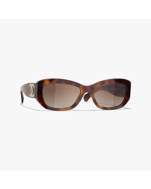 Chanel Brown Rectangle Sunglasses