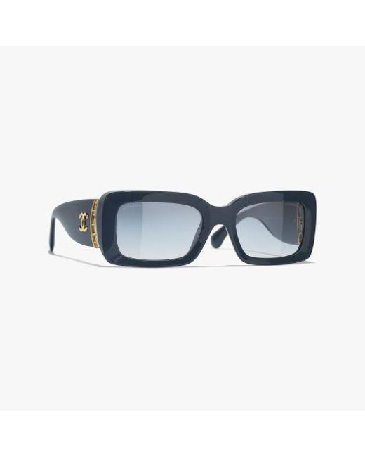 Chanel Blue Rectangle Sunglasses