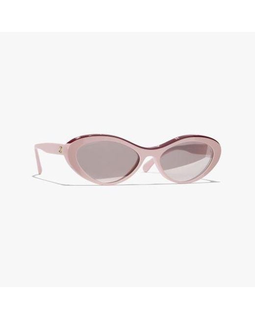 Chanel Pink Oval Sunglasses