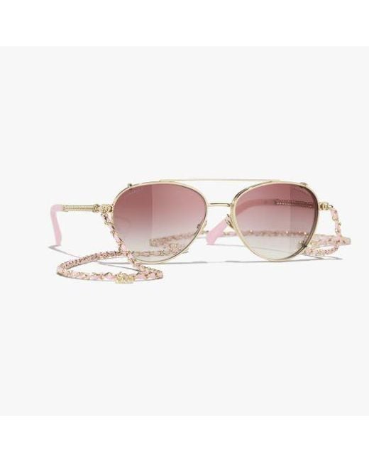 Chanel Pink Pilot Sunglasses