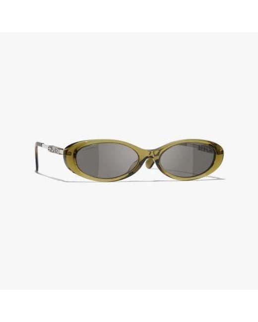 Chanel Green Oval Sunglasses