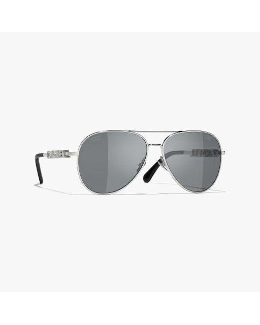 Chanel Gray Pilot Sunglasses
