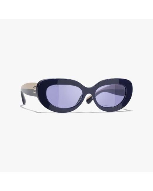 Chanel Blue Oval Sunglasses
