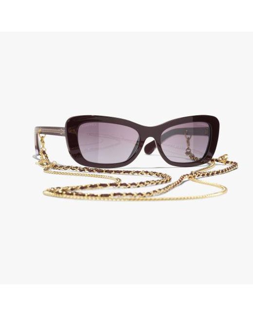Chanel Red Rectangle Sunglasses