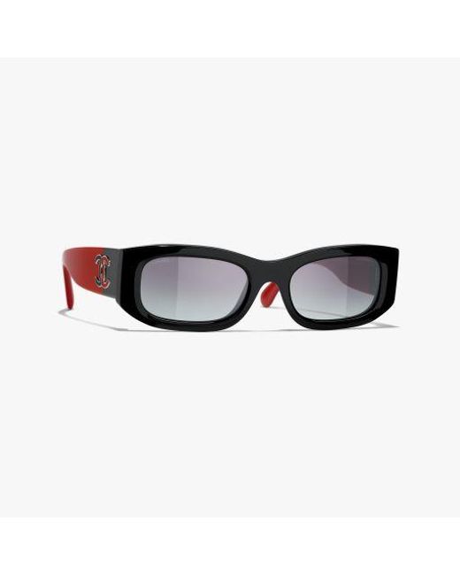 Chanel Black Rectangle Sunglasses