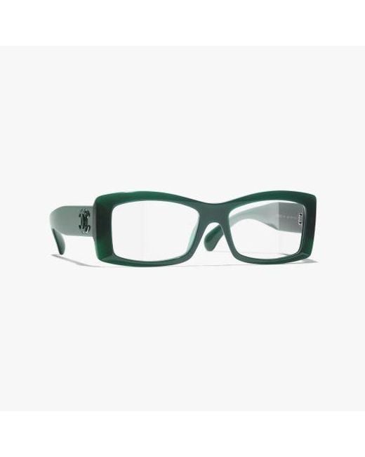 Chanel Green Rectangle Eyeglasses