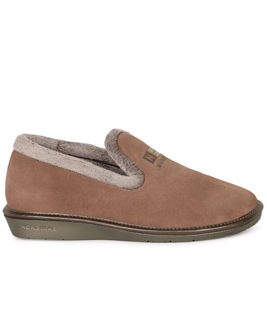 Nordika's Brown Nicola Iii Faux Fur Lined Full Suede Slippers