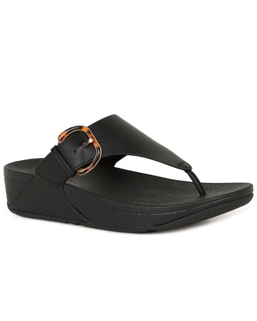 Fitflop Black Lulu Resin Buckle Toe Post Sandals