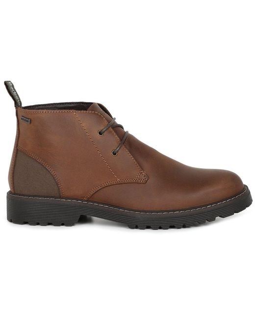 Barbour Brown Leather Lace-Up Ankle Boots for men