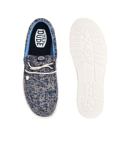 HeyDude Blue Wally Surf Wash Canvas Shoes for men