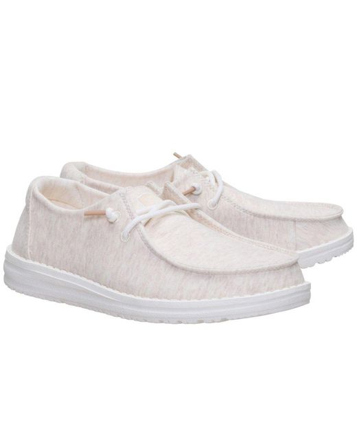 HeyDude White Wendy Stretch Slip On Shoes