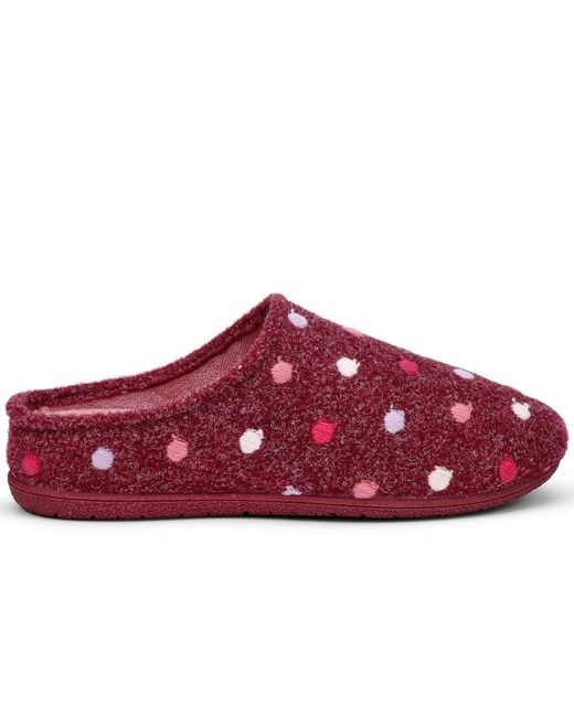 Hotter Red Dotty Slippers