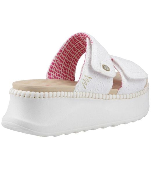 HeyDude Pink Delray Slide Eyelet Somens Platform Sandals