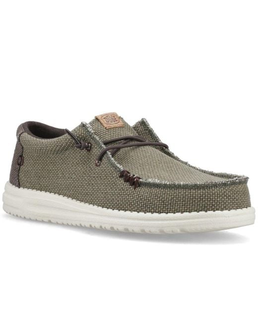 HeyDude Gray Wally Braided Slip On Shoes for men