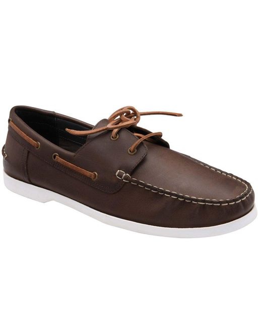 Frank Wright Brown Reaney Boat Shoes for men