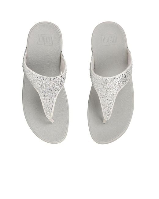 Fitflop Gray Fitflop Lulu Crystal Mix Toe Post Sandals
