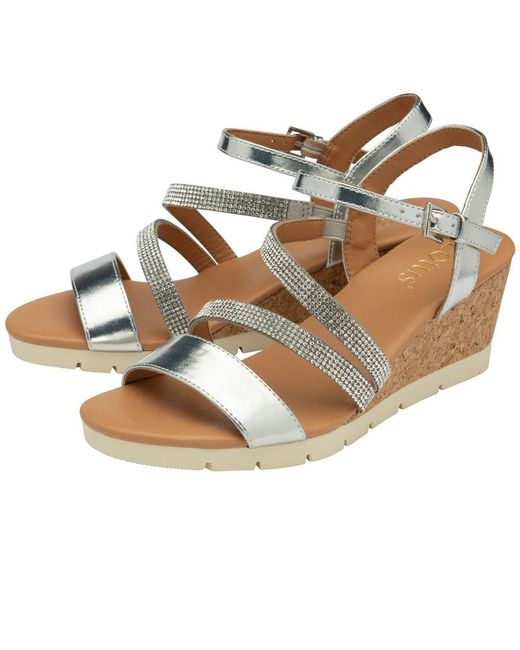 Lotus Metallic Goldie Wedge Sandals