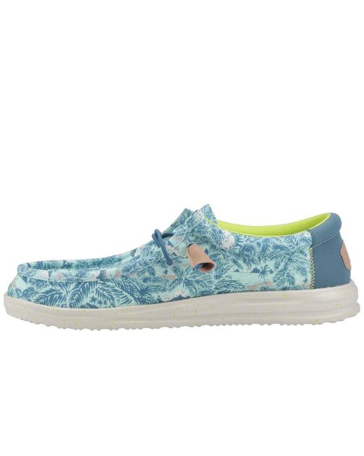 Hey Dude Blue Wally H2o Tropical Shoes Size: 7 for men