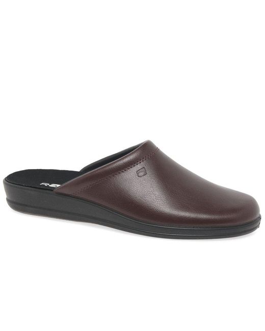 Rohde Brown Mule Leather Slip On Slippers for men