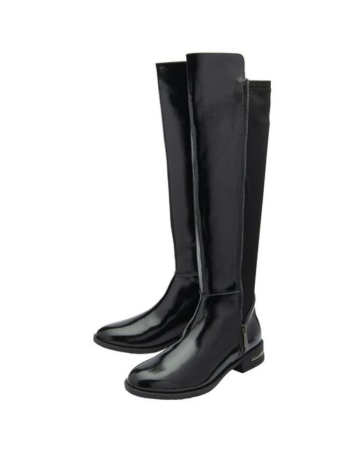 Lotus Black Tolouse Knee High Boots