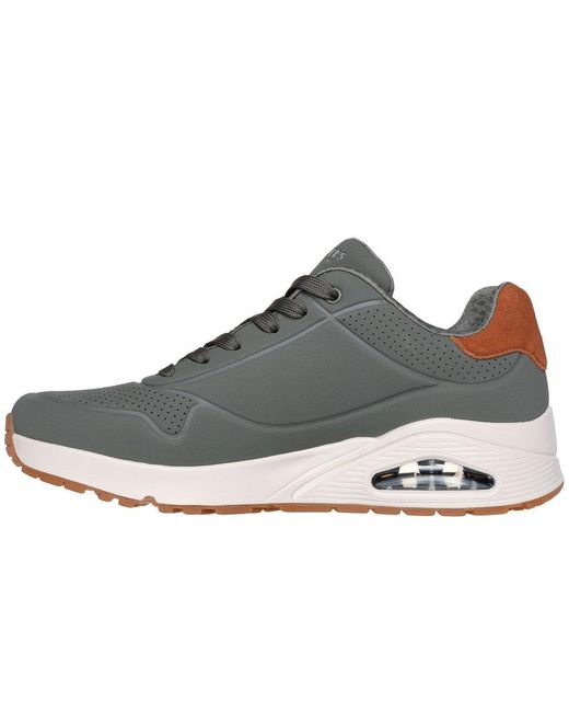 Skechers Gray Uno Suited On Air 183004-Olv Lace Up Shoe for men