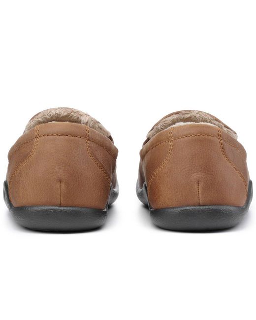 Hotter Brown Relax Warm Lined Slippers for men