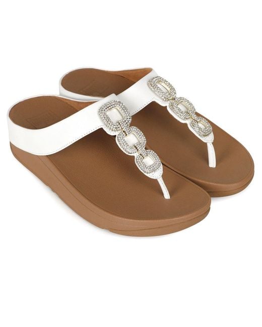 Fitflop Brown Fino Crystal Chain Toe Post Sandals