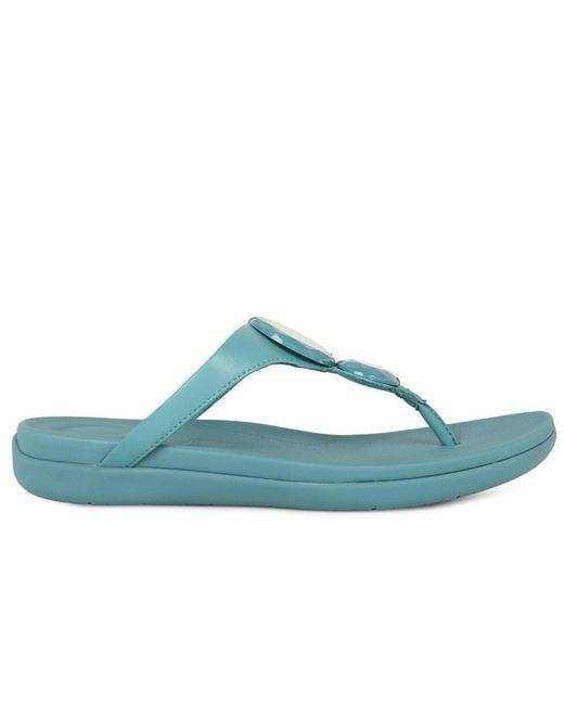 Fitflop Blue Solay Glossy Disc Toe Post Sandals