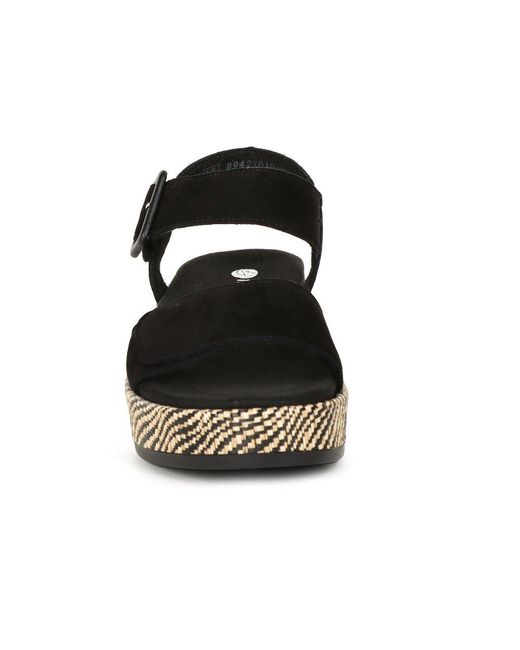 Remonte Black Tapestry Wedge Sandals