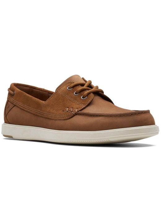 Clarks Brown Bratton Boat Shoes for men