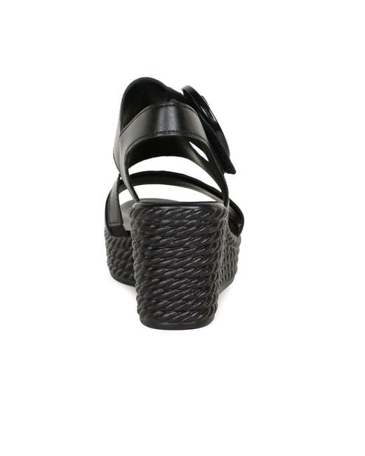 Gabor Black Drama Wedge Heel Sandals