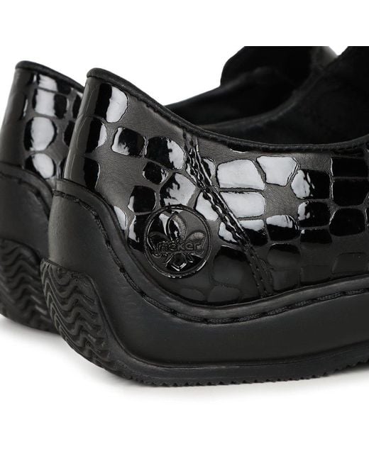 Rieker Celia Ladies Leather Casual Shoe Patent Print in Black Lyst UK