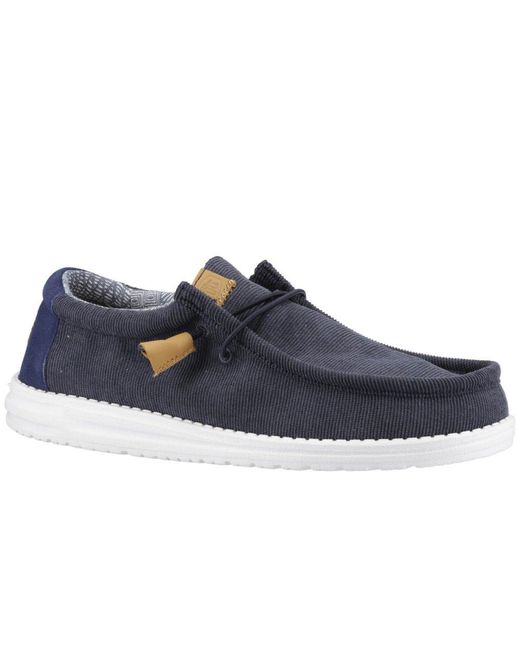 Hey Dude Blue Wally Corduroy Shoes for men
